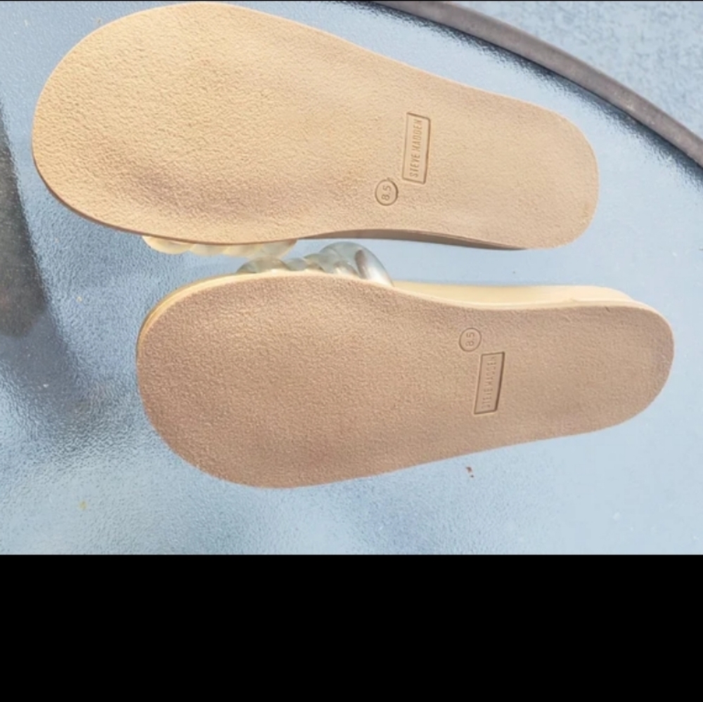Steve Madden Clear Strap Tan Slide Sandals - Picture 5 of 9